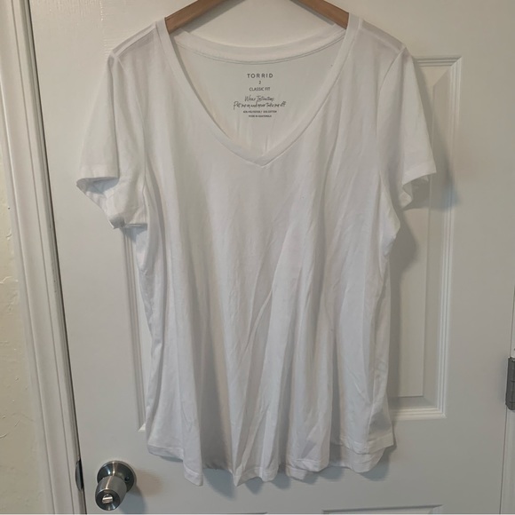 Green or White Torrid (Size 2) Classic Fit V-Neck Short Sleeve Tees - Picture 5 of 8
